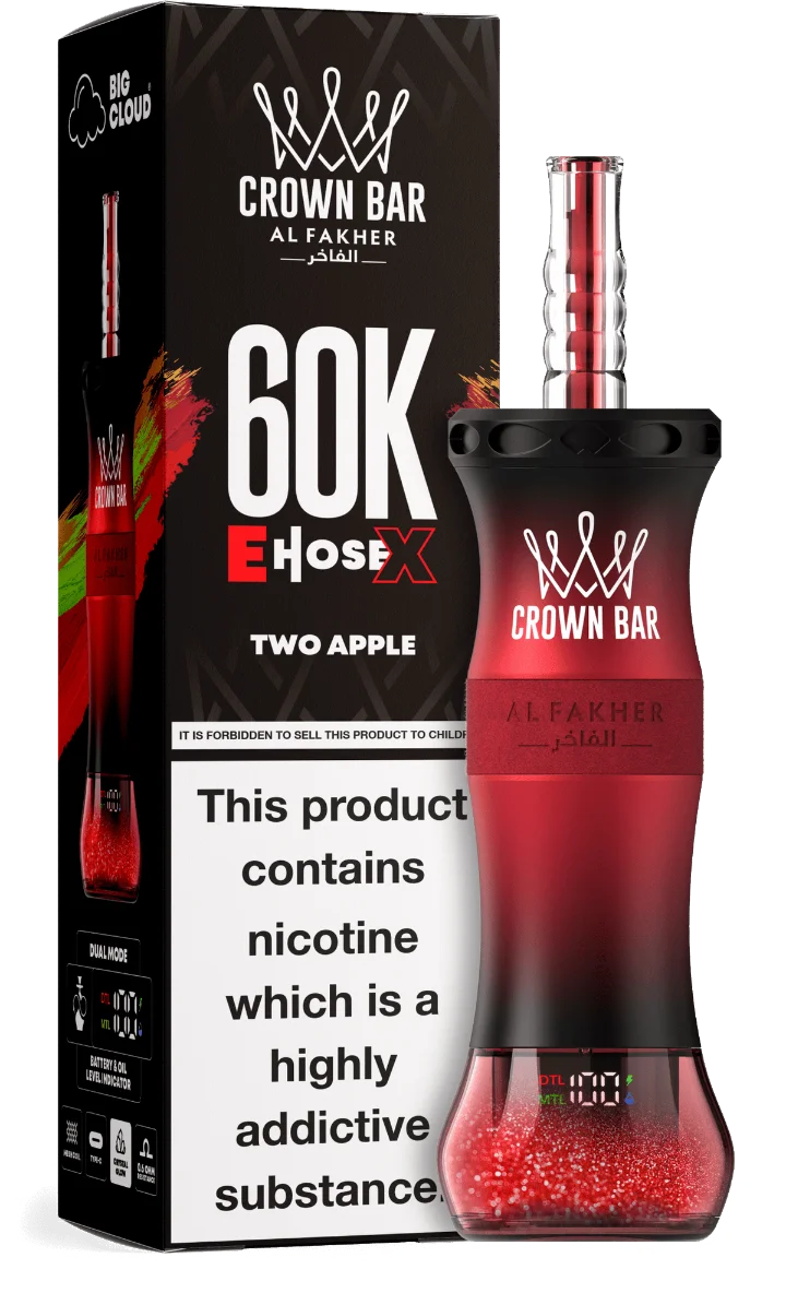 Al-Fakher-Crown-Bar-E-Hose-X-60000-Puffs-Two-Apple
